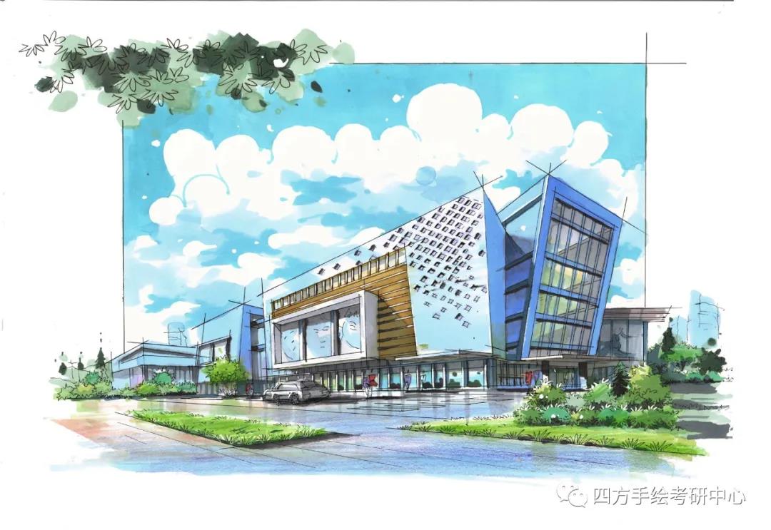 建筑手绘作品-四方手绘_考研快题培训_手绘培训_软件培训_出国留学