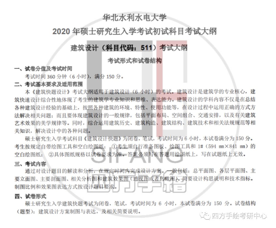 28华北水利水电大学2020年建筑设计考研初试科目考试大纲.jpg